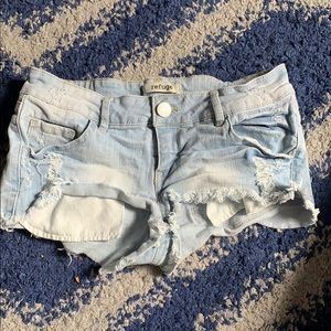 Light wash jean shorts